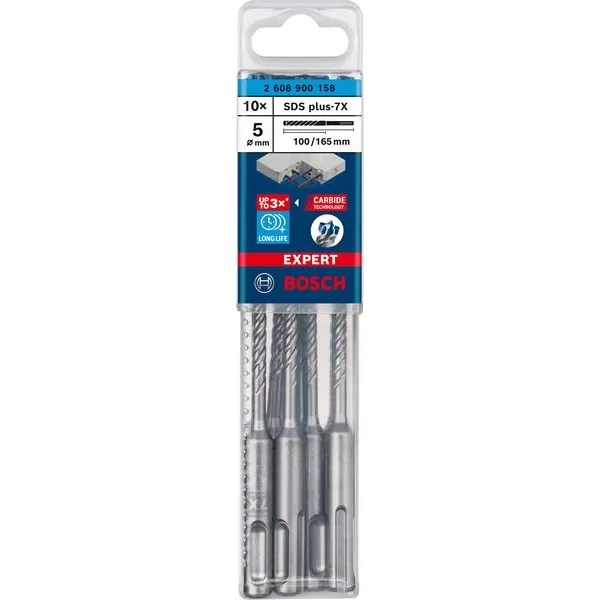 Vrták SDS plus 5x100x165 EXPERT SDS plus-7X, Bosch /10ks/ 2608900158
