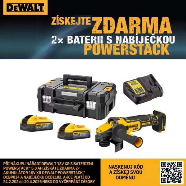 Úhlová bruska Dewalt bezuhlíková DCG405H2T 125mm POWERSTACK 18 V 2 x 5.0Ah