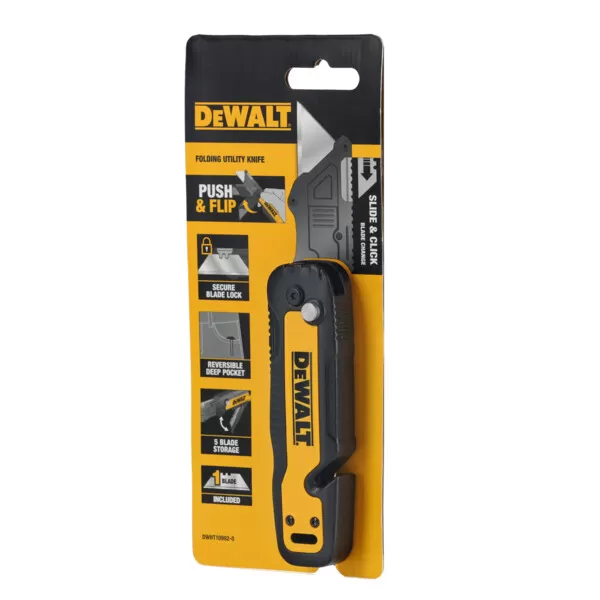 Sklápěcí nůž DeWalt DWHT10992-0 s pevným ostřím a 5 čepelí