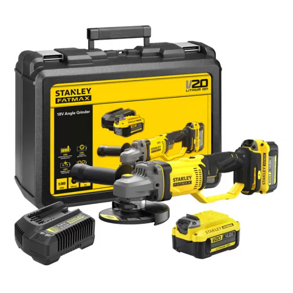Aku úhlová bruska Stanley FATMAX® SFMCG400M2K, V20, 2 x 4.0 Ah 18 V
