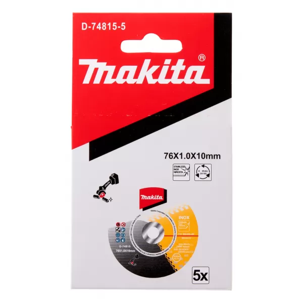 Kotouč řezný 76x1x10mm Makita na Inox /bal.5ks/