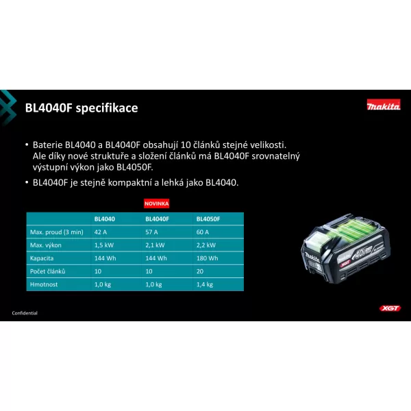 Sada akumulátorů Li-ion XGT 40V 4ks BL4080F+1ks dvojnabíječka DC40RB + Makpac