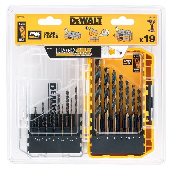 19dílná sada vrtáků do kovu Black&Gold Dewalt DT70728