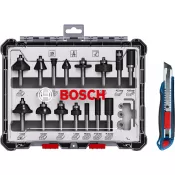 Sada fréz Bosch 15ks Mixed - 8mm + uni nůž Bosch