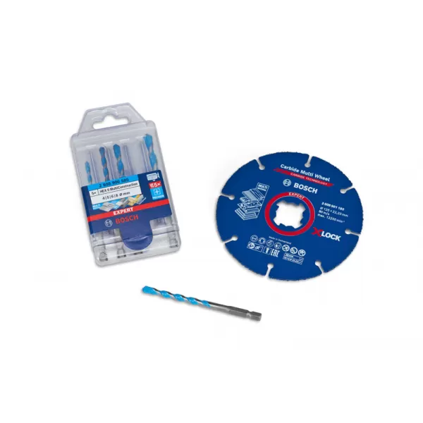 Kotouč řezný 125 x1,0mm víceúčelový EXPERT Carbide Multi X-LOCK Bosch + sada vrtáků