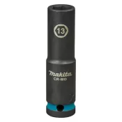 Klíč nástrčný prodloužený 1/2", čtyřhran, rázový, Impact Black, 13mm, Makita