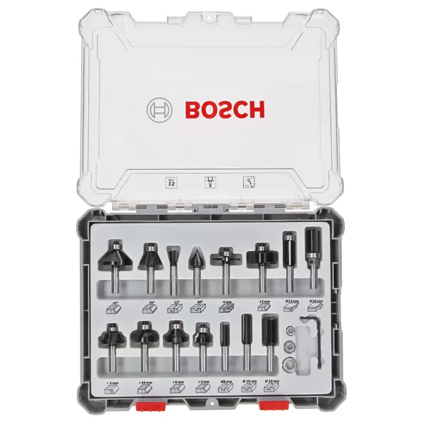 Sada fréz Bosch 15ks Mixed - 8mm + uni nůž Bosch