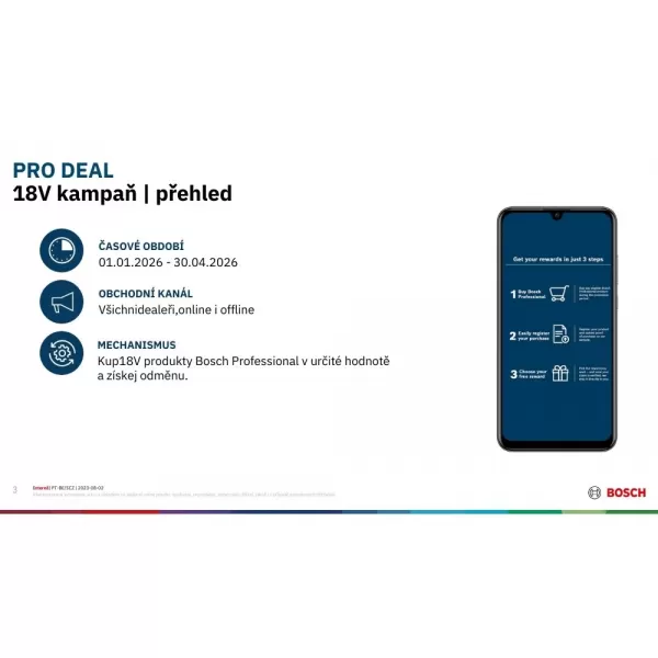 Akce Bosch - Po splnění podmínek a registraci obdržíte akumulátor zdarma, více o akci na: https://www.bosch-professional.com/cz/