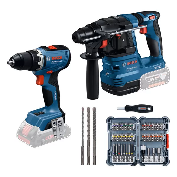 Sada aku nářadí Bosch GSR 18V-65 + GBH 18V-22 Professional + 45ks sada bitů