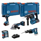 Sada aku nářadí Bosch GSB 18V-65 + GBH 18V-26 + GWS 18V-11 + GSA 18.0 V-LI + GLI 18V-1200 C + 3× GBA