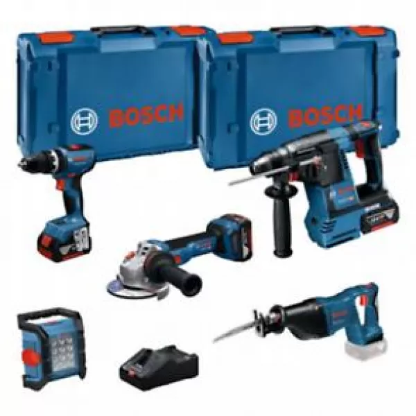 Sada aku nářadí Bosch GSB 18V-65 + GBH 18V-26 + GWS 18V-11 + GSA 18.0 V-LI + GLI 18V-1200 C + 3× GBA
