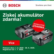 Akce Bosch DIY - akumulátor zdarma, více na: bosch-diy.com/cz/cs/my-bosch/overview
