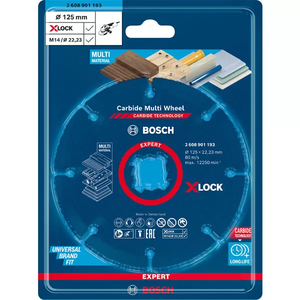 Kotouč řezný 125 x1,0mm víceúčelový EXPERT Carbide Multi X-LOCK Bosch + sada vrtáků