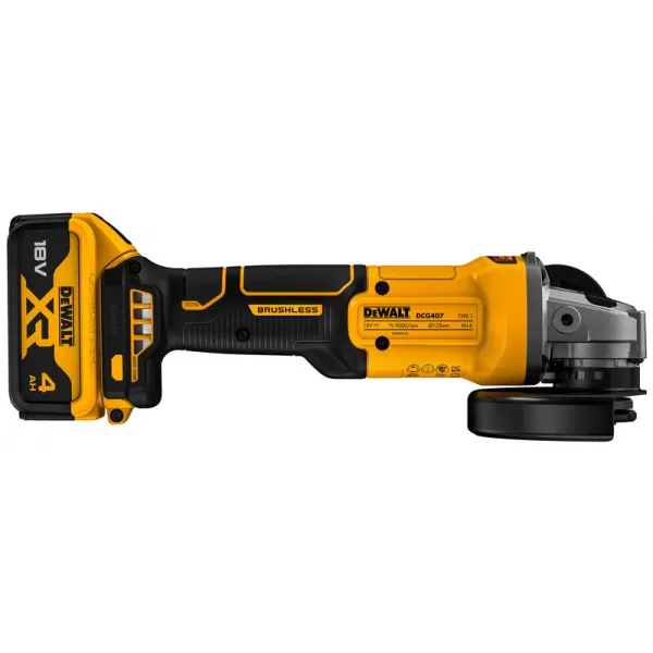 Aku úhlová bruska DeWalt DCG407M2T, 18V, 2x4,0Ah
