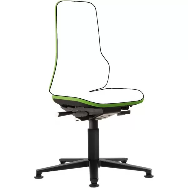 Židle základní pracovní NEON zelený lem, synchro s kluzáky, bez polstru