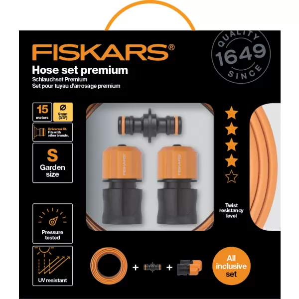 Sada zavlažovací hadice Premium 15 m 3/8" Fiskars