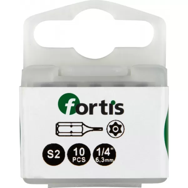 Bit šroubovací tvrdý typ 1/4" DIN3126 C6,3 T10x25mm s otvorem, balení 10ks FORTIS