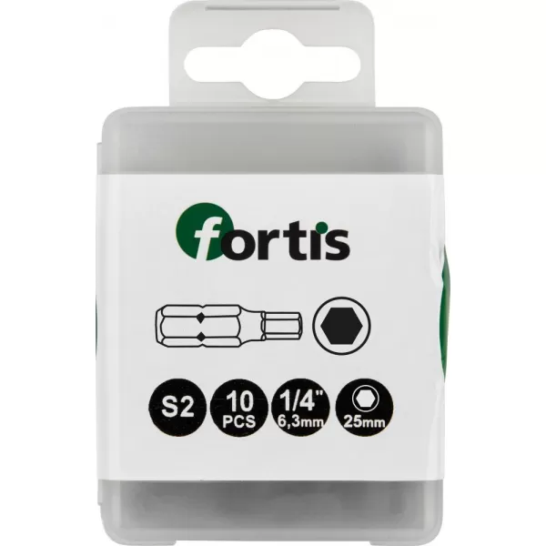 Bit 1/4" DIN3126 C6,3Bit Hex 6 x25mm 10ks.FORTIS