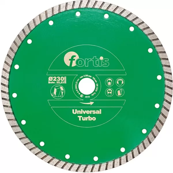 Diamantový Kotouč řezný Universal Turbo Ø 230 mm turbo segment 10 mm vrtání 22,2 mm FORTIS
