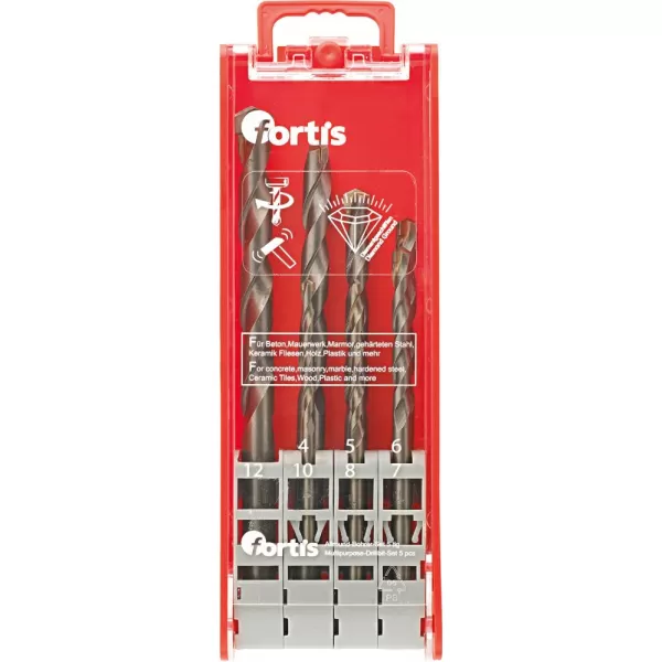 Univerzální vrták-Set 7díl. 4,5,6,7,8,10,12mm FORTIS