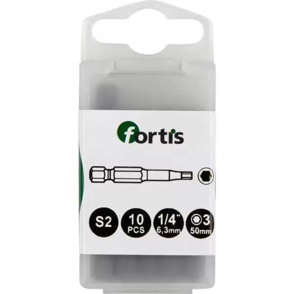 Bit 1/4" DIN3126 E6,3Bit Hex 3 x50mm 10ks.FORTIS