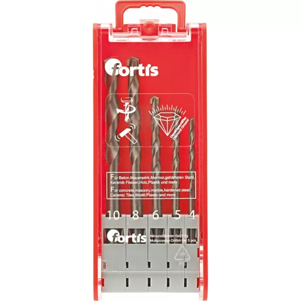 Univerzální vrták-Set 5díl. 4,5,6,8,10x120mm FORTIS