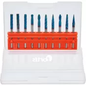 Stopkové frézy sadaHM 3mm 10-díl. potáhnuté FORTIS