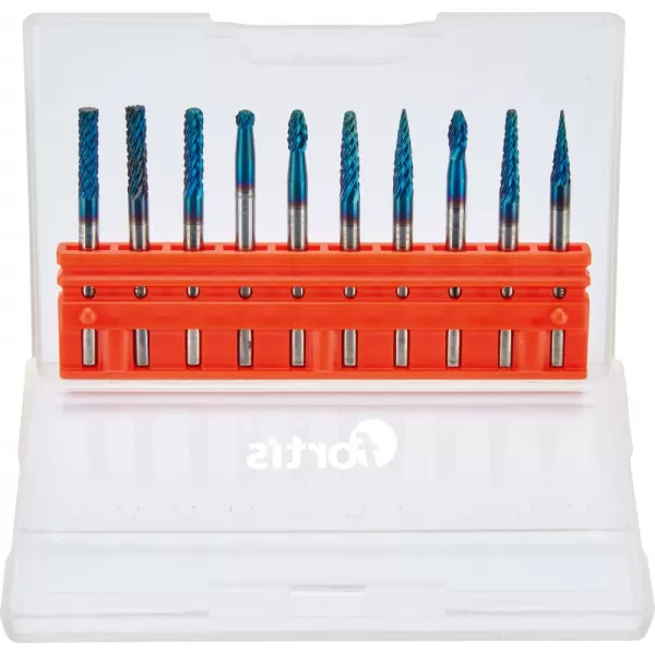Stopkové frézy sadaHM 3mm 10-díl. potáhnuté FORTIS