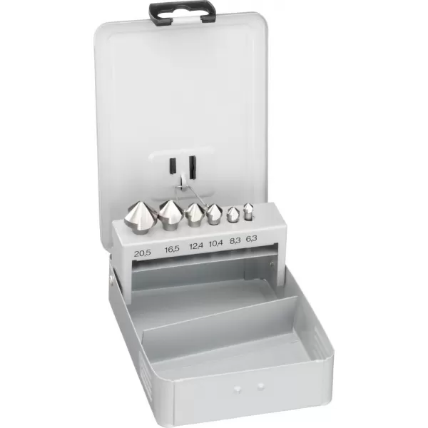 Kuželový záhlubník sada D3126 HSS 1/4“ 6,3-20,5mm FORTIS