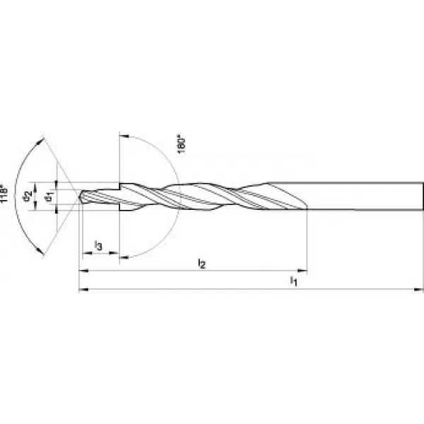 Vícefazetový stupňovitý vrták DIN8378 HSS 180° M4 FORMAT