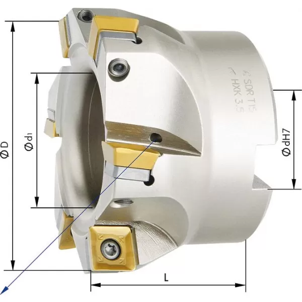 Hlava pro rohovou frézu 90° Z6 vnitřní chlazení D80mm pro SDMT12