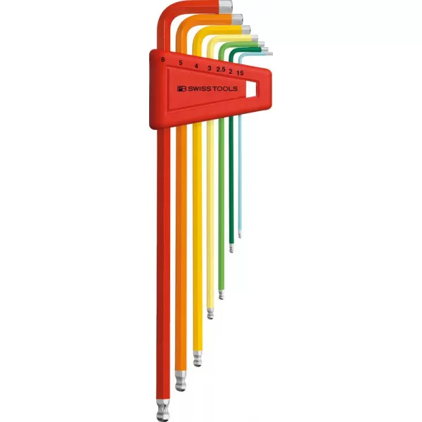 Sada imbus klíčů v plast.držáku 7 ks 1,5-6mm Rainbow Kul.hlava PB Swiss Tools