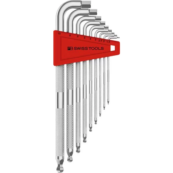 Sada imbus klíčů v plast.držáku 9 ks. 1,5-10mm SAFETY Kul.hlava PB Swiss Tools