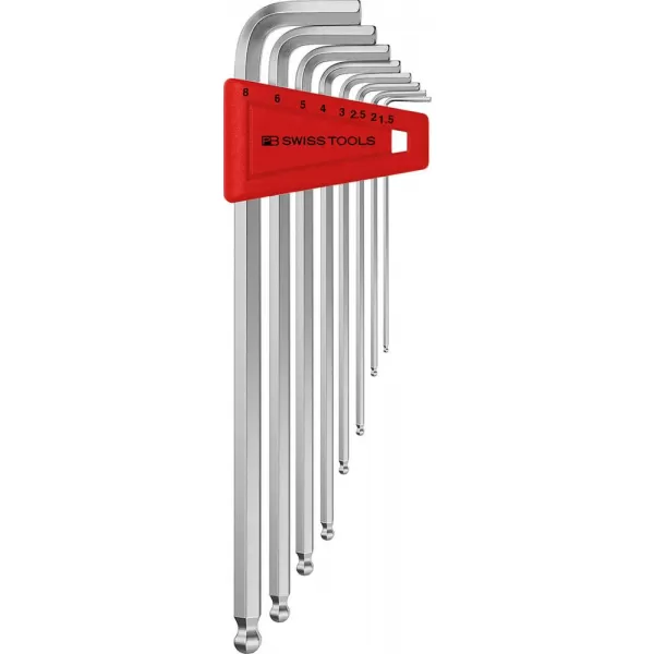 Sada imbus klíčů v plast.držáku 8 ks 1,5-8mm dlouhé Kul.hlava PB Swiss Tools
