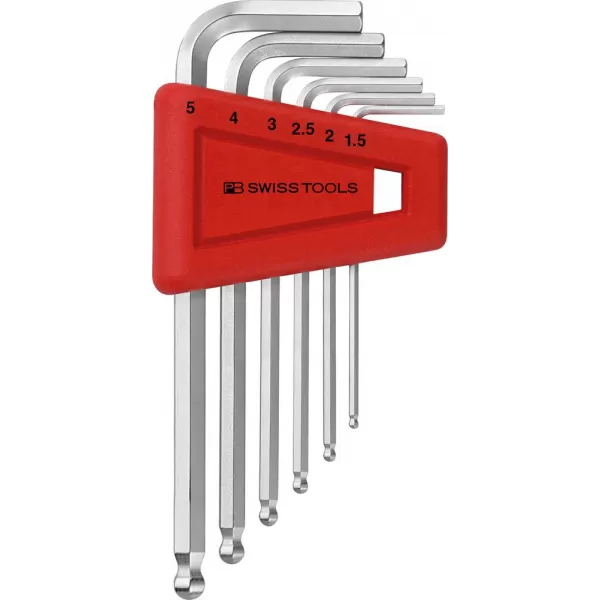Sada imbus klíčů v plast.držáku 6 ks 1,5-5mm Kul.hlava PB Swiss Tools