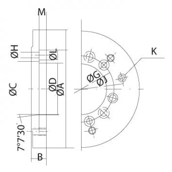 Příruba na sklíčidlo DIN55026/21 140mm 3B KK5 Kitagawa
