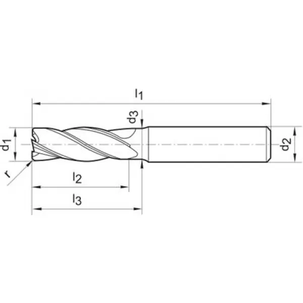 Stopková fréza dlouhá DIN6527 tvrdokov FIRE stopka HA Z4 20/1,5mm GÜHRING
