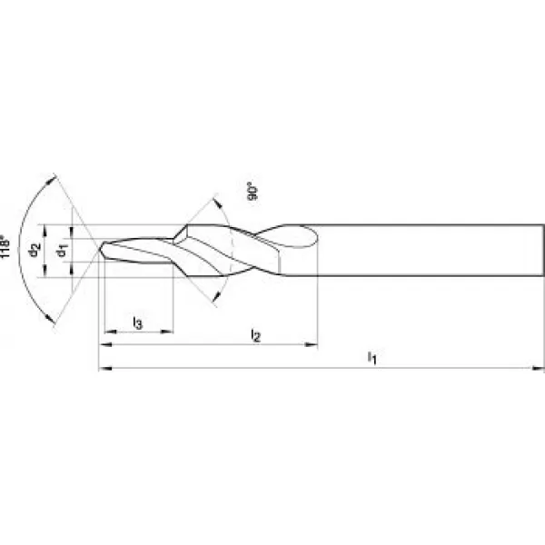 Krátký stupňovitý vrták HSS TiN Průchozí otvor 90° M8 GÜHRING