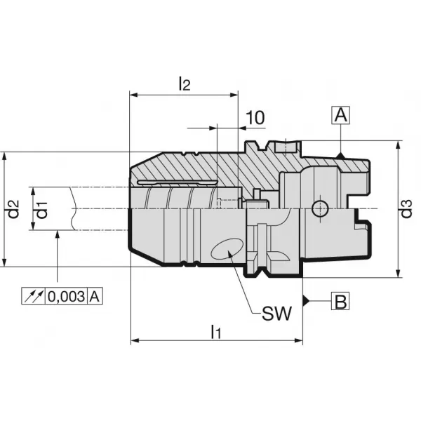 Pružné sklíčidlo hydro DIN69893A HSK-A63 20x80mm těžké GÜHRING
