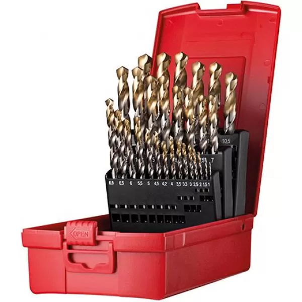 Sada vrtáků do kovu 1-13mm x0,5+KL A002 v boxu 118G typ N 4xD 29 ks Tin Tip A095206 Dormer