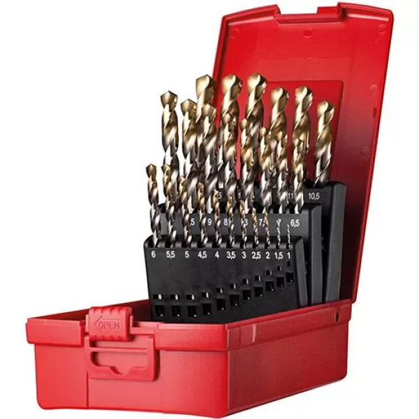 Sada vrtáků do kovu 1-10mm x0,5 in A002 v boxu 118G typ N 4xD 19 ks