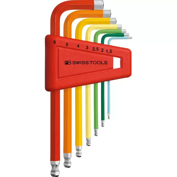 Sada imbus klíčů v plast.držáku 7 ks 1,5-8mm Rainbow Kul.hlava PB Swiss Tools
