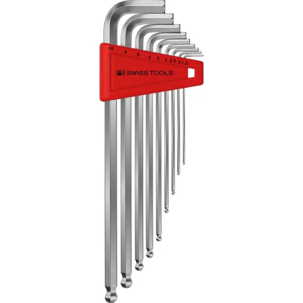 Sada imbus klíčů v plast.držáku 9 ks 1,5-10mm dlouhé Kul.hlava PB Swiss Tools