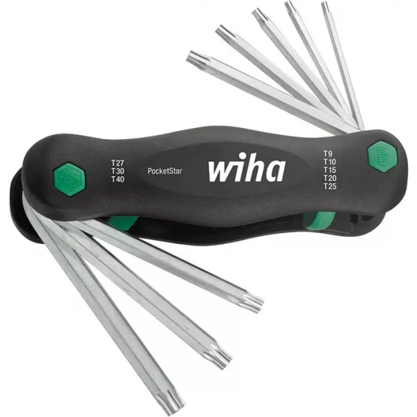 Sada imbus klíčů PocketStar fosfátovaný T9-TORX® T40 Wiha