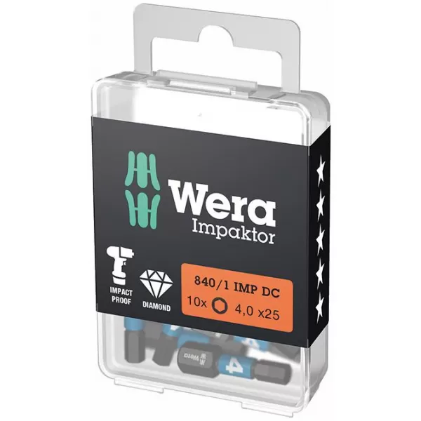 Bit šroubovací 1/4" DIN 3126 C6,3 Vnitř. šestihr. 6x25mm Balení 10 ks Wera 5157606001