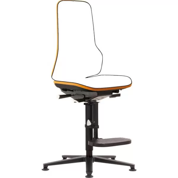 Židle základní pracovní NEON šedý lem, s kluzáky, bez polstru