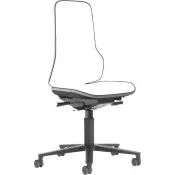 Židle základní pracovní NEON šedý lem, s kolečky, bez polstru
