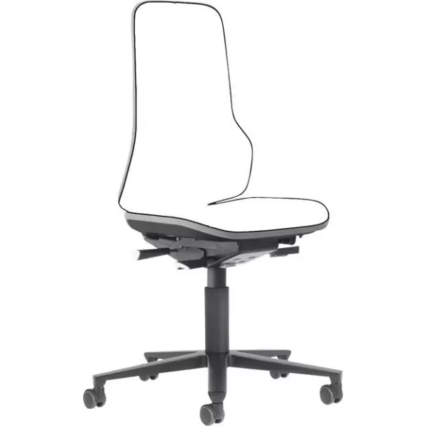 Židle základní pracovní NEON šedý lem, s kolečky, bez polstru