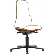 Židle základní pracovní NEON šedý lem, s kluzáky se stupátkem, bez polstru