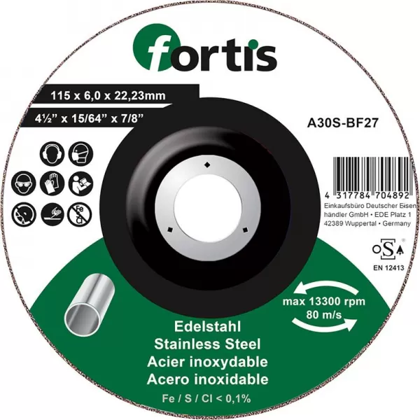 Kotouč brusný nerez 115 x 6,0mm FORTIS